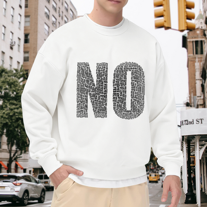 NO Made Of YES Typographic Word Art Crewneck Sweatshirt | Ironic Contradiction Graphic Pullover, Funny Streetwear Top
