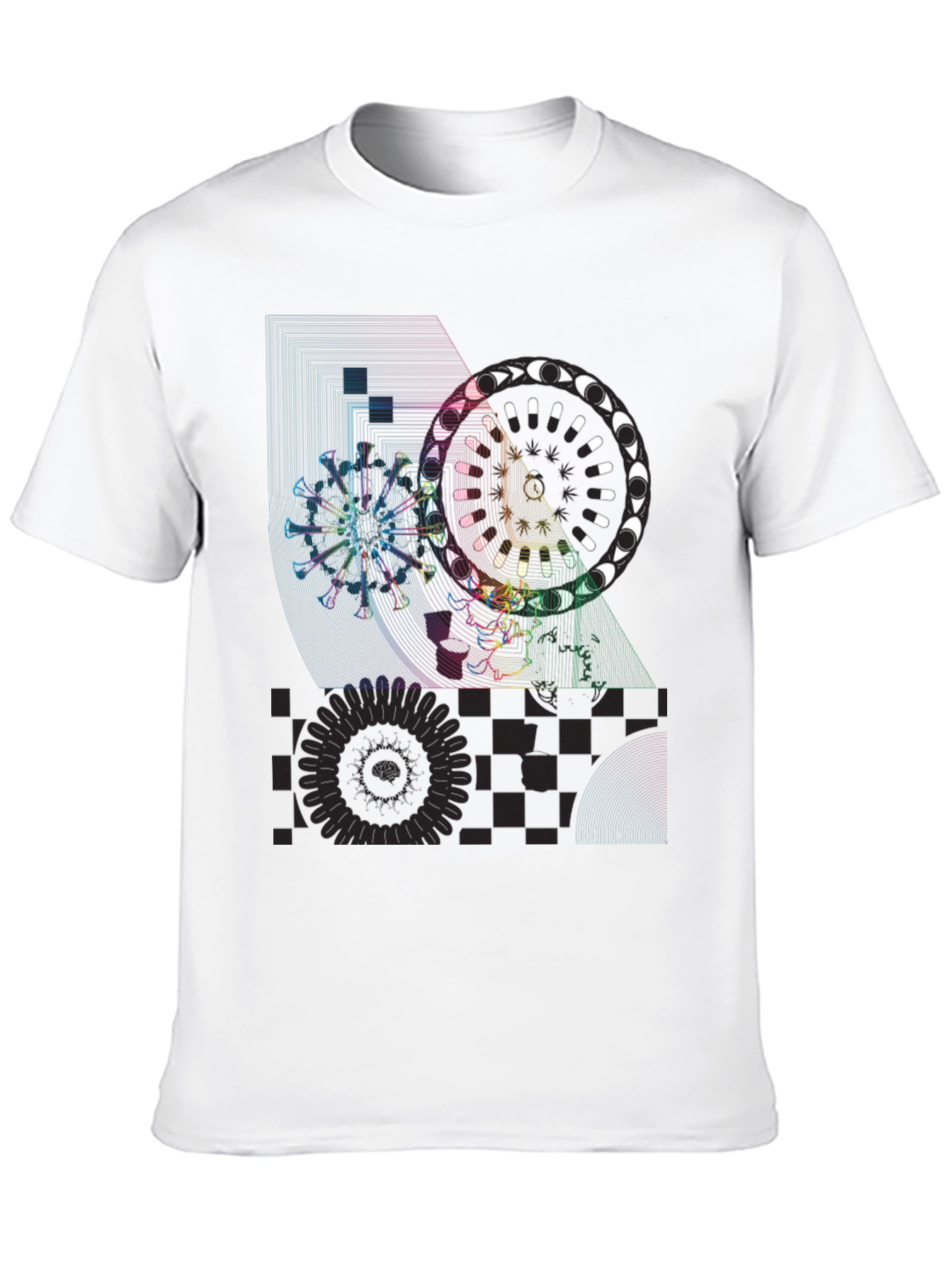 Geometric Graphic Print T-Shirt - Black
