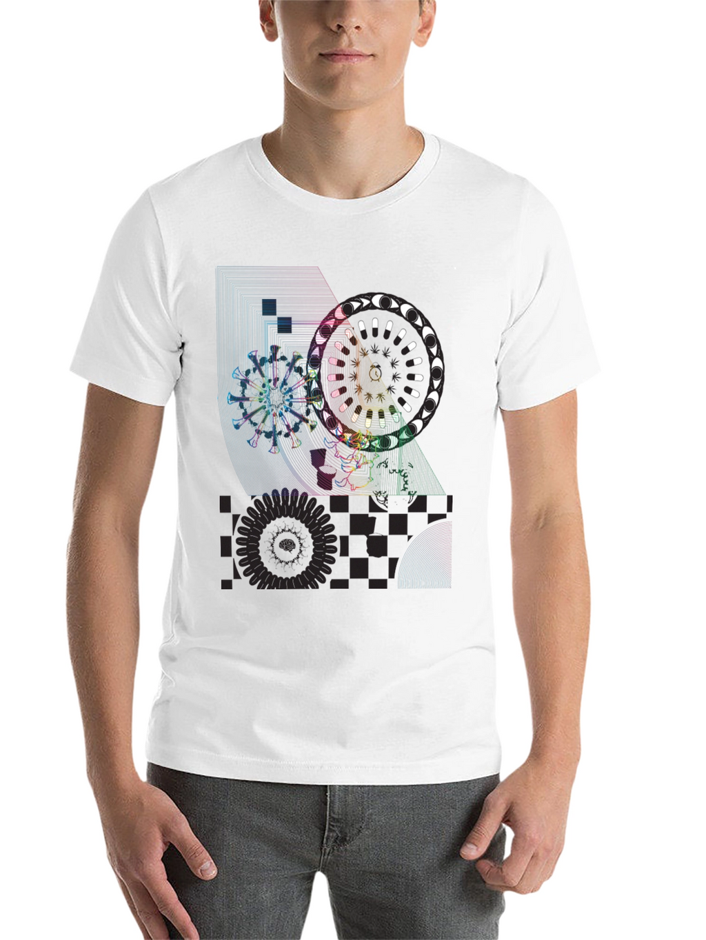 Geometric Graphic Print T-Shirt - Black