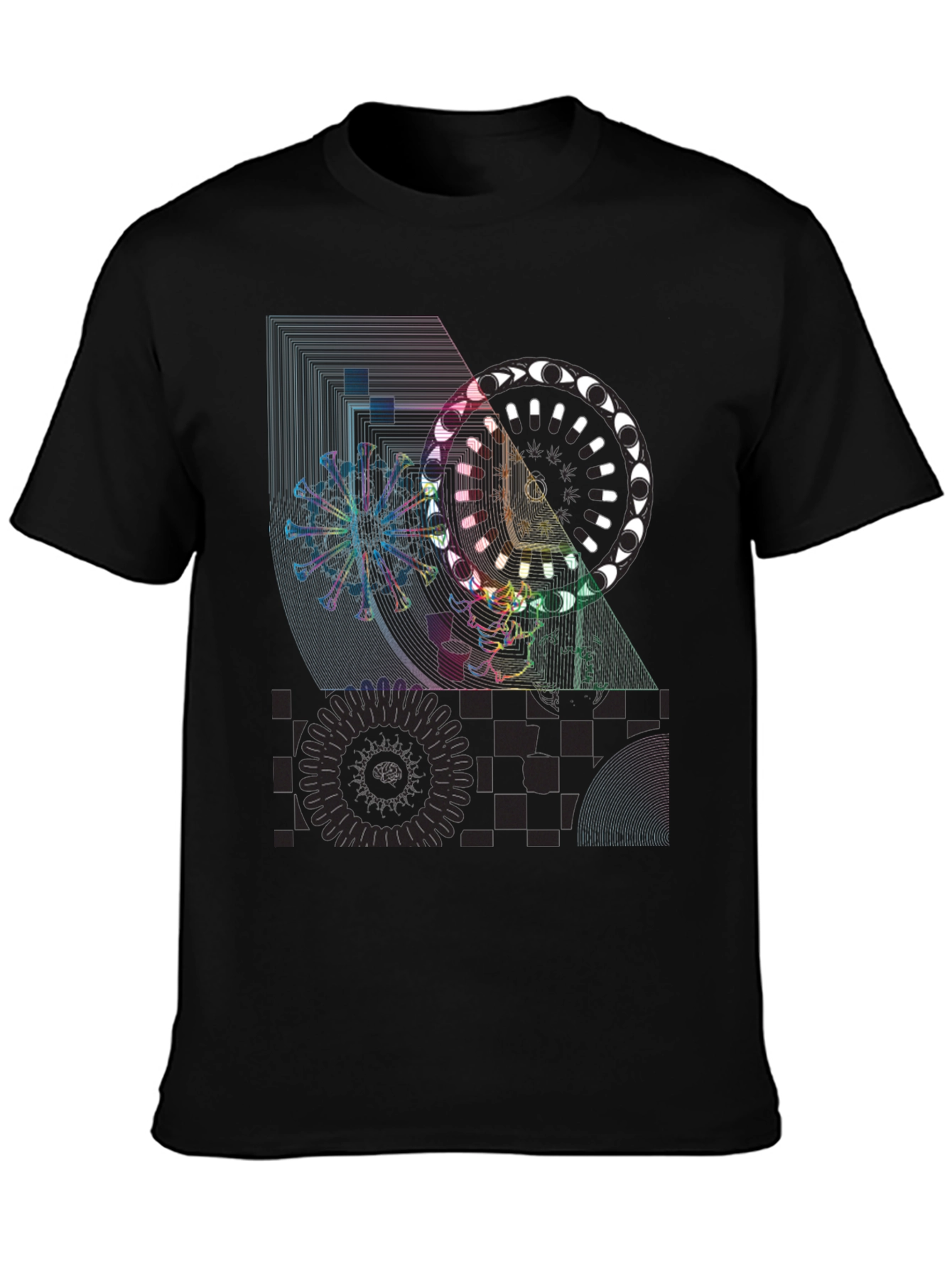 Geometric Graphic Print T-Shirt - Black