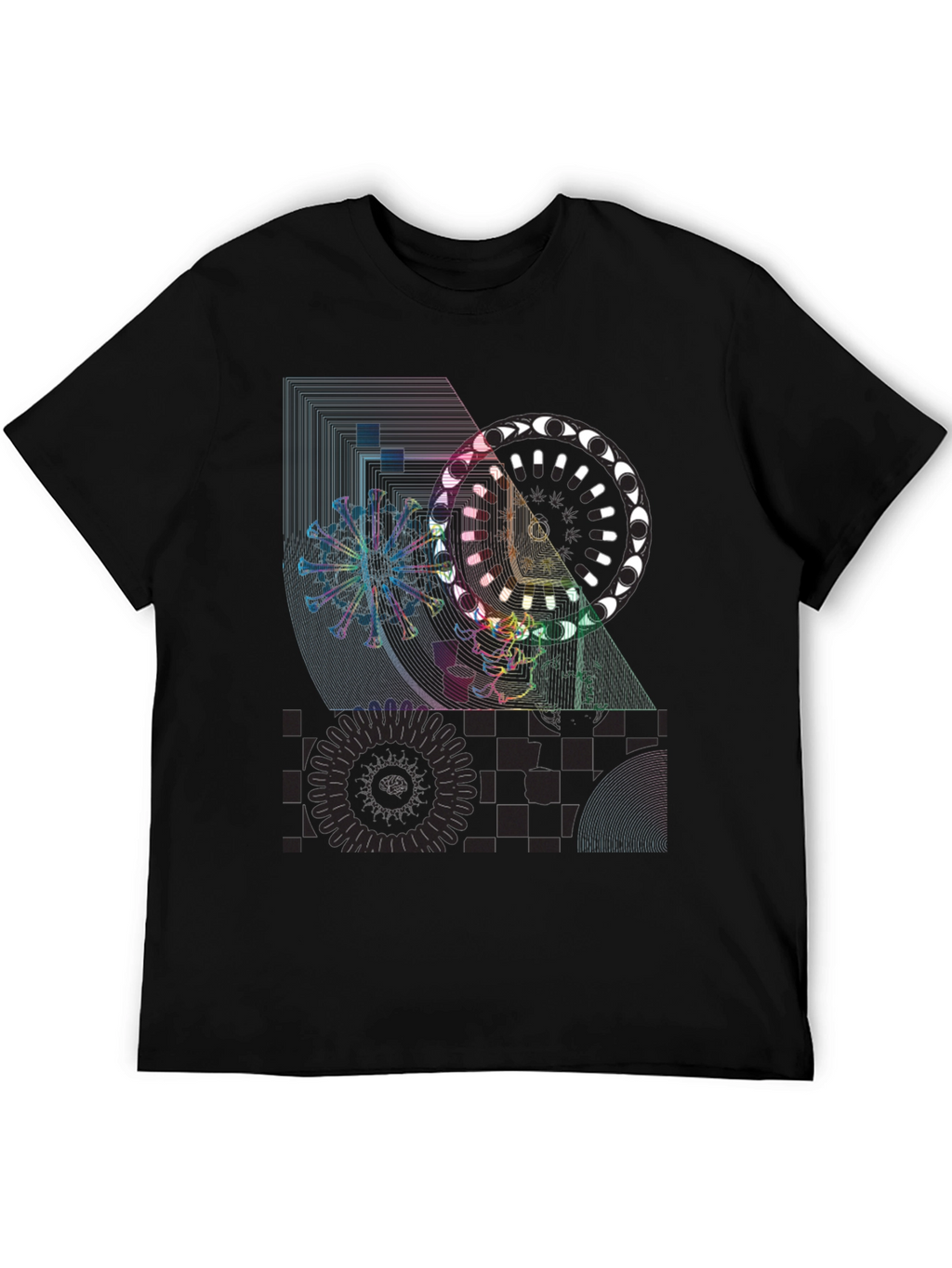 Geometric Graphic Print T-Shirt - Black