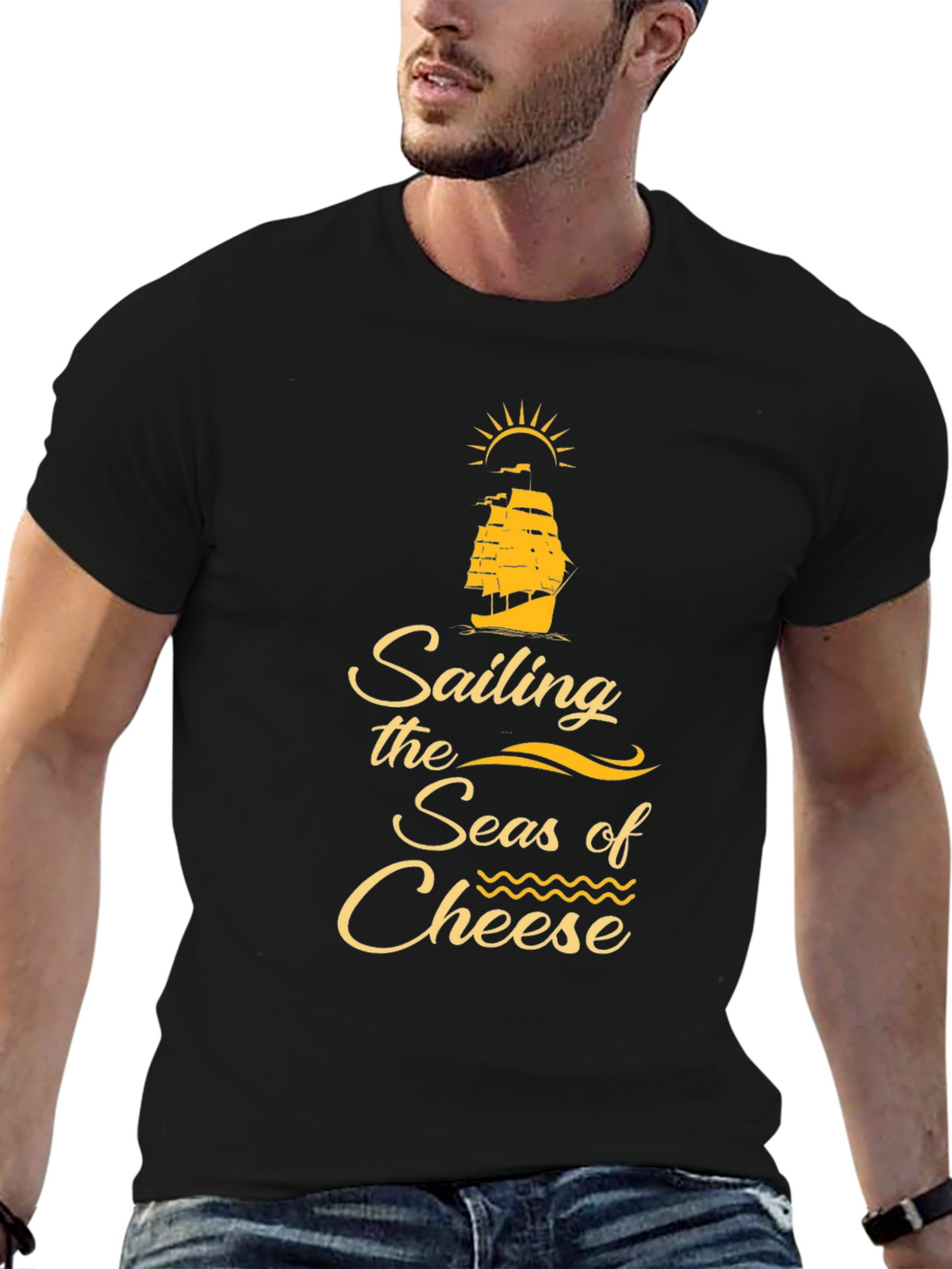 Sailing the Seas of Cheese Black T-Shirt