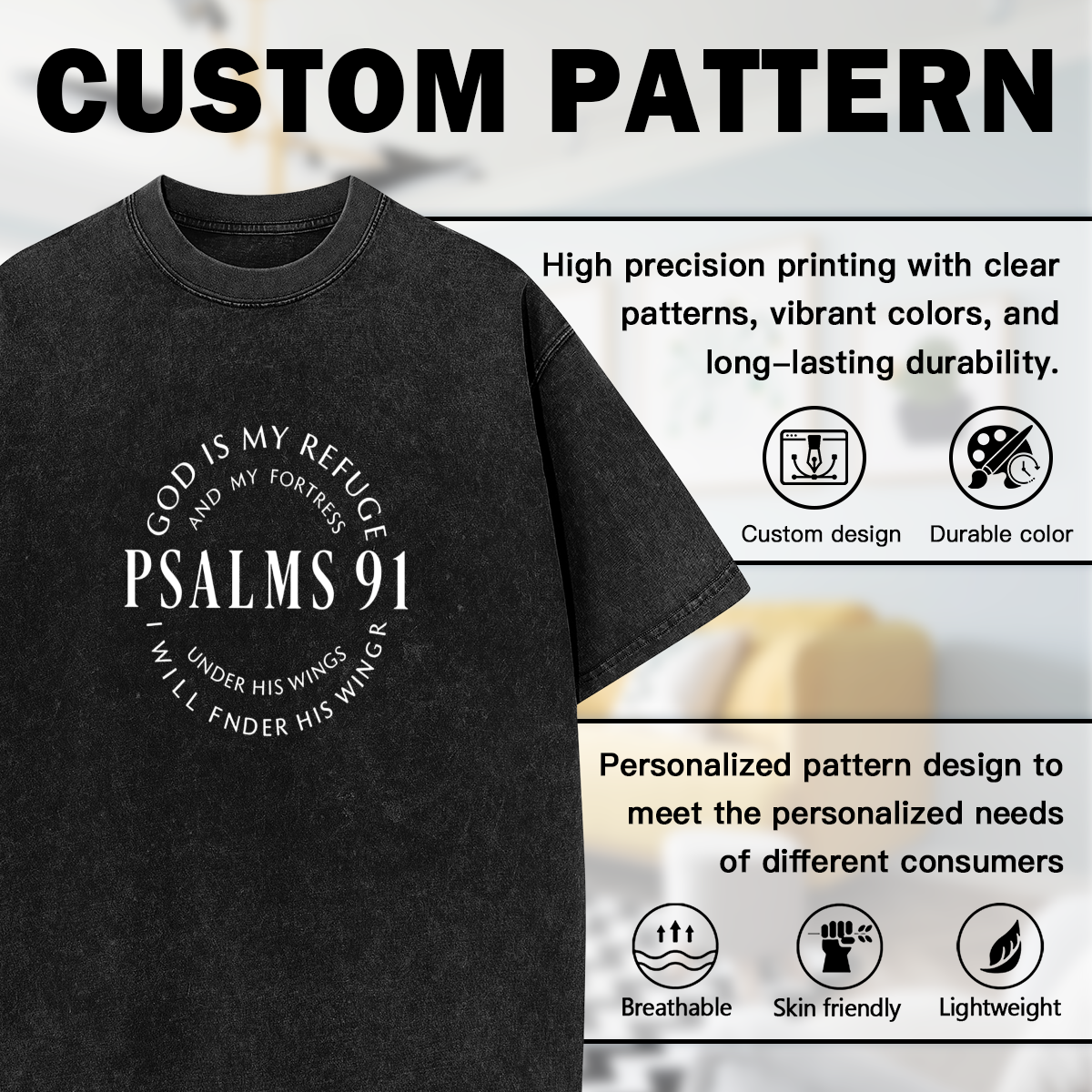 Psalms 91 White Circular Verse Graphic