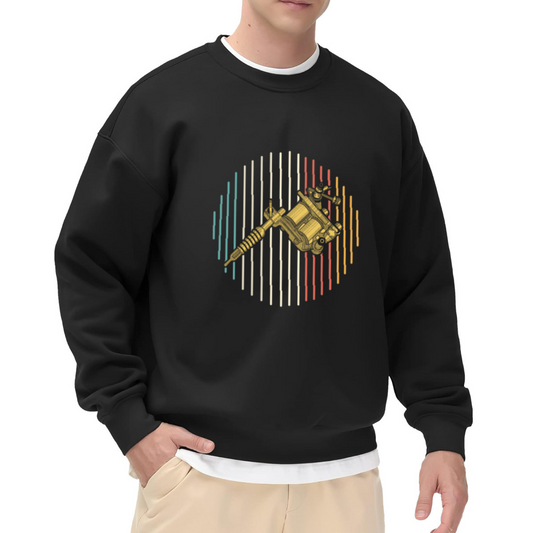 Vintage Tattoo Machine Crewneck Sweatshirt - Old School Tattoo Artist Graphic, Ink Art Pullover, Tattooer Gift Top