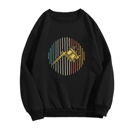 Vintage Tattoo Machine Crewneck Sweatshirt - Old School Tattoo Artist Graphic, Ink Art Pullover, Tattooer Gift Top