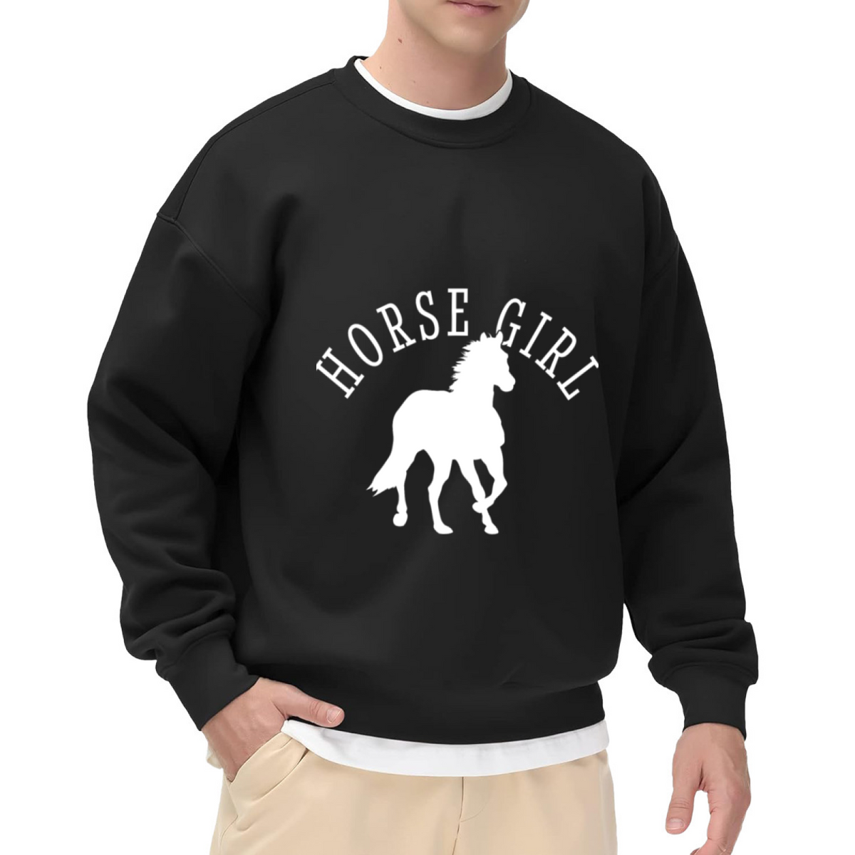 Horse Girl Sweatshirt | Minimalist Horse Silhouette Graphic Crewneck, Equestrian Lover Pullover Top, Horse Gift for Women Girls