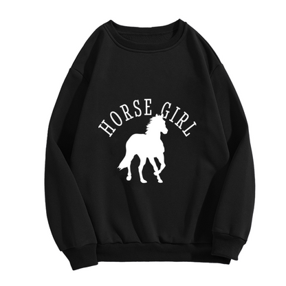 Horse Girl Sweatshirt | Minimalist Horse Silhouette Graphic Crewneck, Equestrian Lover Pullover Top, Horse Gift for Women Girls