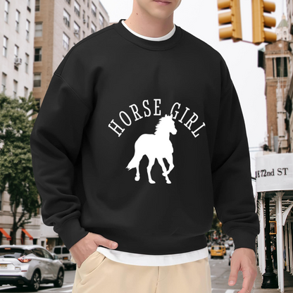 Horse Girl Sweatshirt | Minimalist Horse Silhouette Graphic Crewneck, Equestrian Lover Pullover Top, Horse Gift for Women Girls