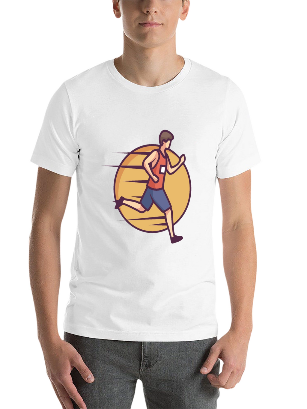 Black Graphic Tee: Cartoon Runner Design