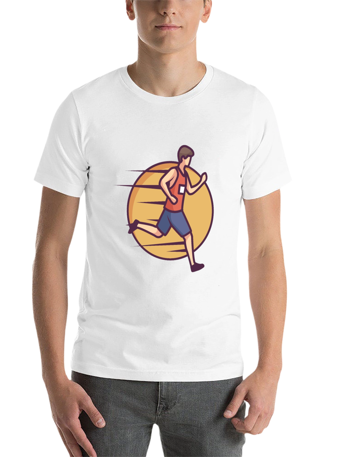 Black Graphic Tee: Cartoon Runner Design