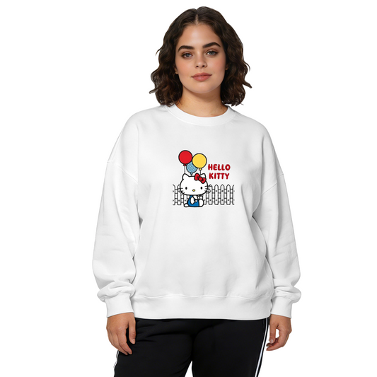 Playful Balloon?Theme Hello Kitty Casual Crewneck Sweatshirt