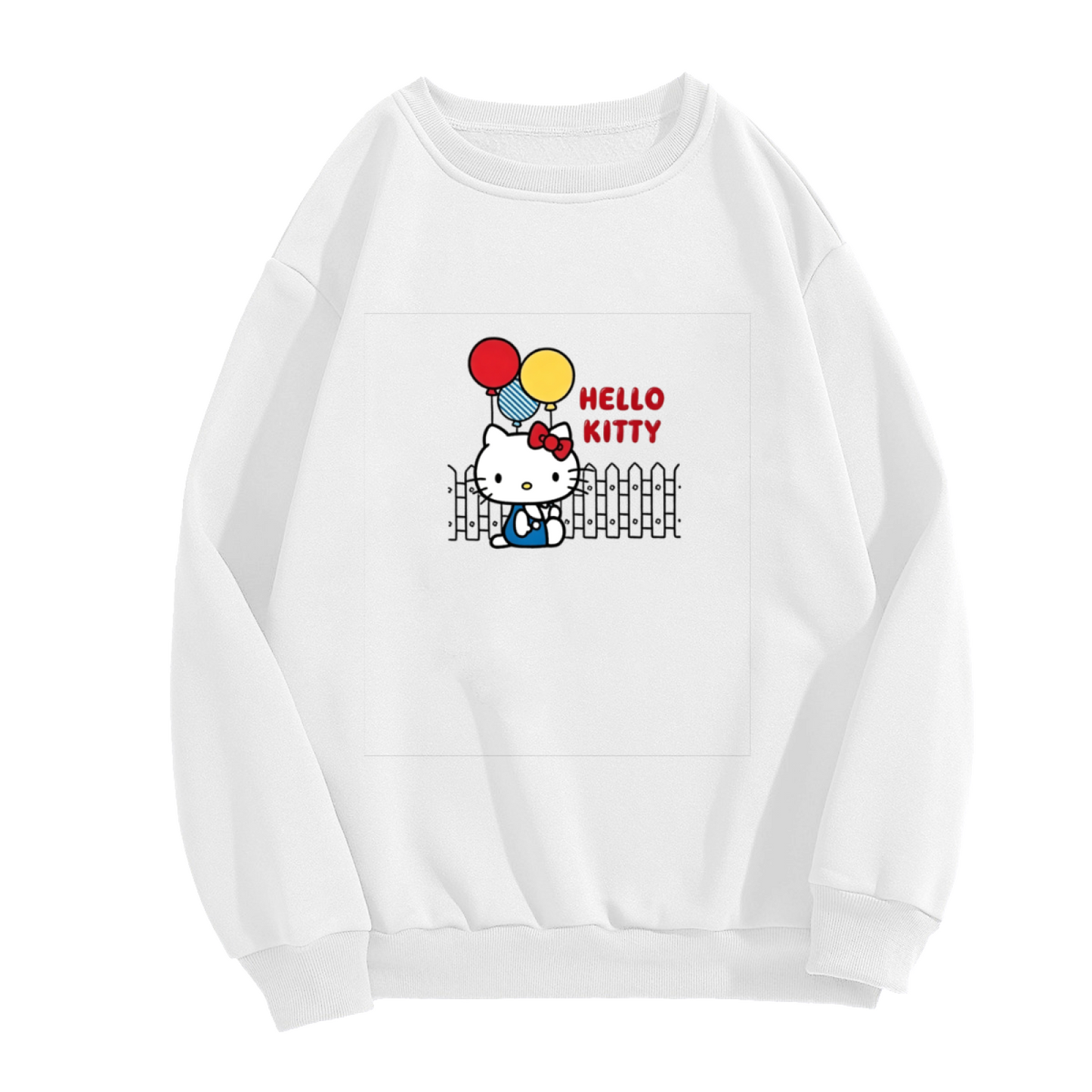 Playful Balloon?Theme Hello Kitty Casual Crewneck Sweatshirt