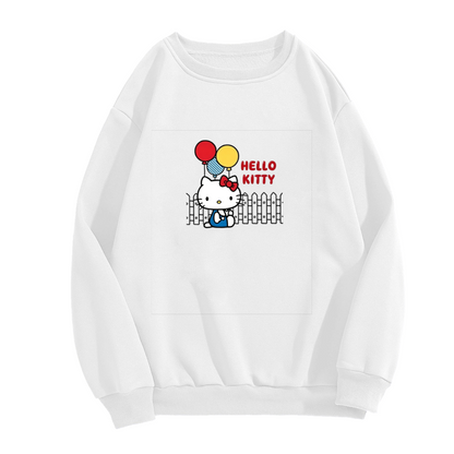 Playful Balloon?Theme Hello Kitty Casual Crewneck Sweatshirt