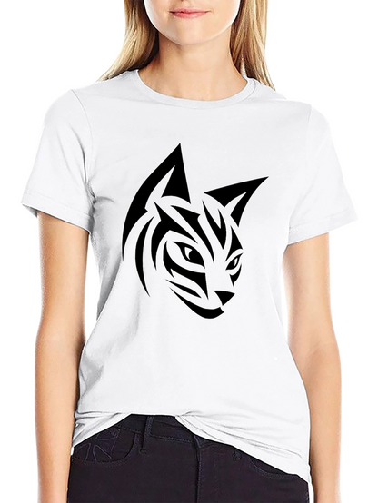 Mens Black Tribal Cat Graphic Tee
