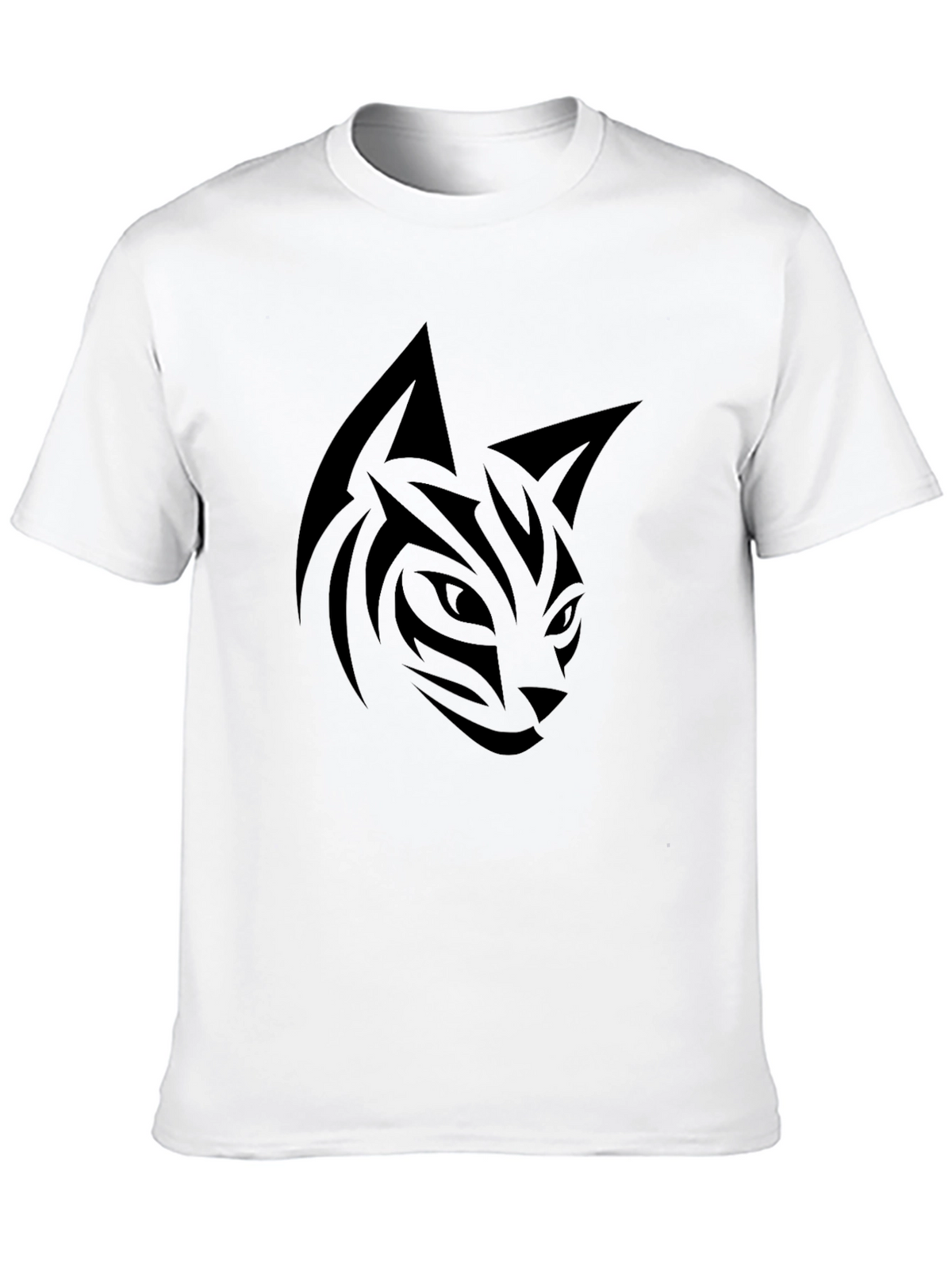 Mens Black Tribal Cat Graphic Tee