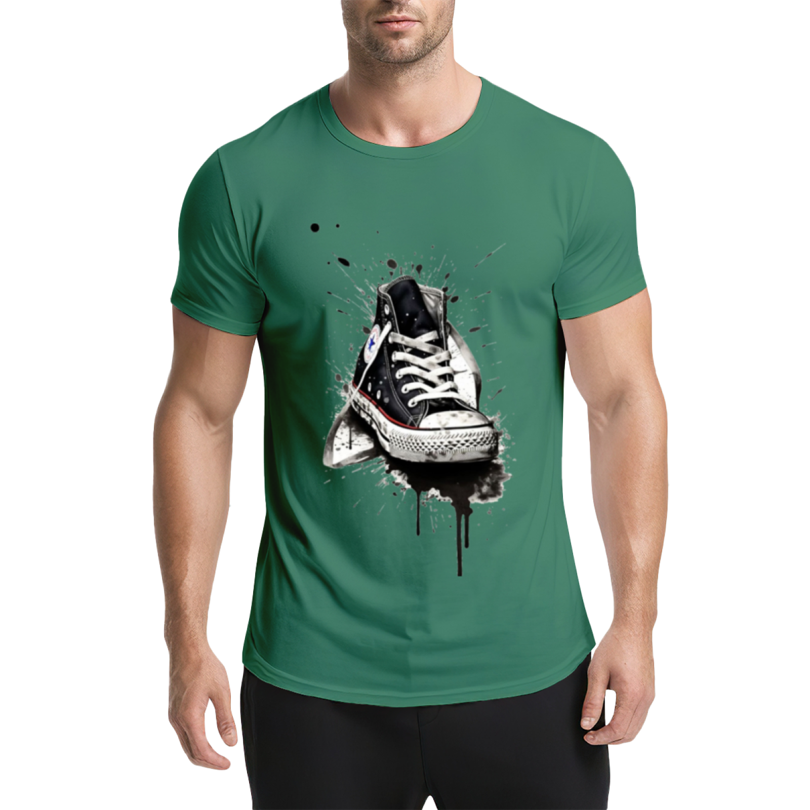 Graffiti Splatter Converse Sneakers Streetwear Tee