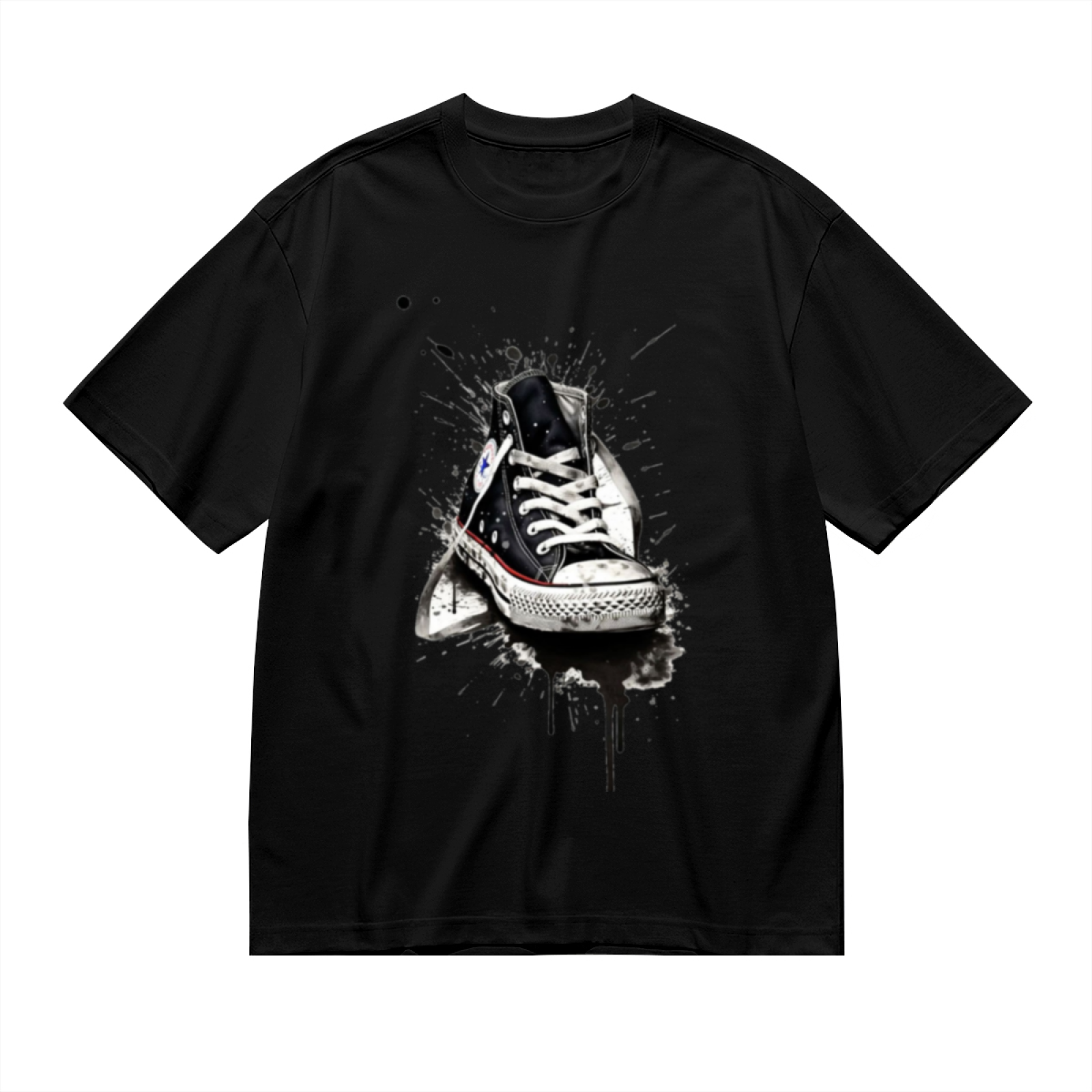 Graffiti Splatter Converse Sneakers Streetwear Tee