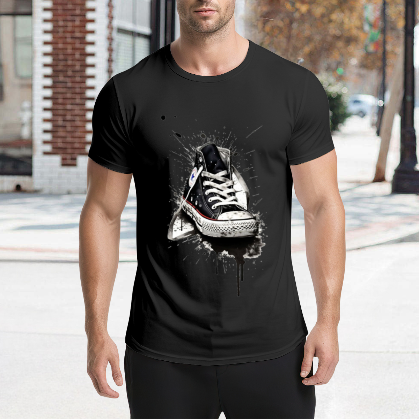 Graffiti Splatter Converse Sneakers Streetwear Tee