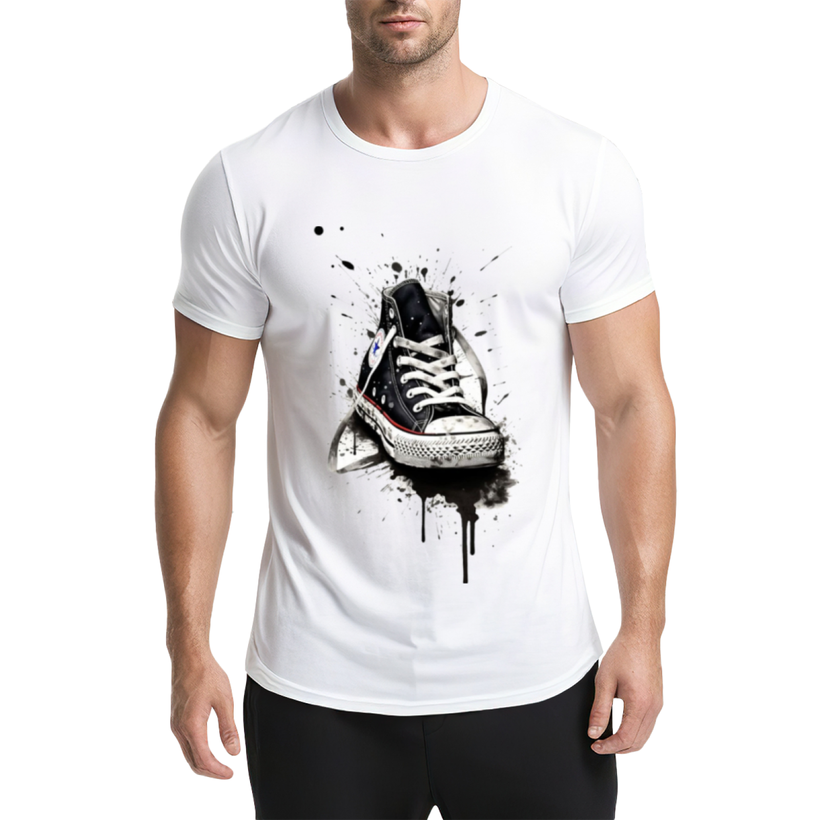 Graffiti Splatter Converse Sneakers Streetwear Tee