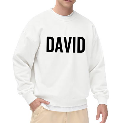 David Name Crewneck Sweatshirt - Classic Minimal Name Lettering Pullover, Personalized Name Gift, Clean Typography Top