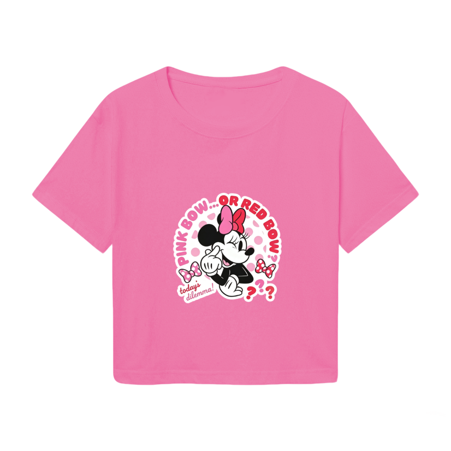 Fun Minnie Mouse Bow Theme Girly Pink Cropped Tee