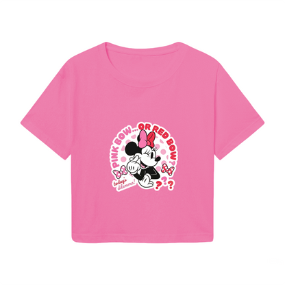 Fun Minnie Mouse Bow Theme Girly Pink Cropped Tee