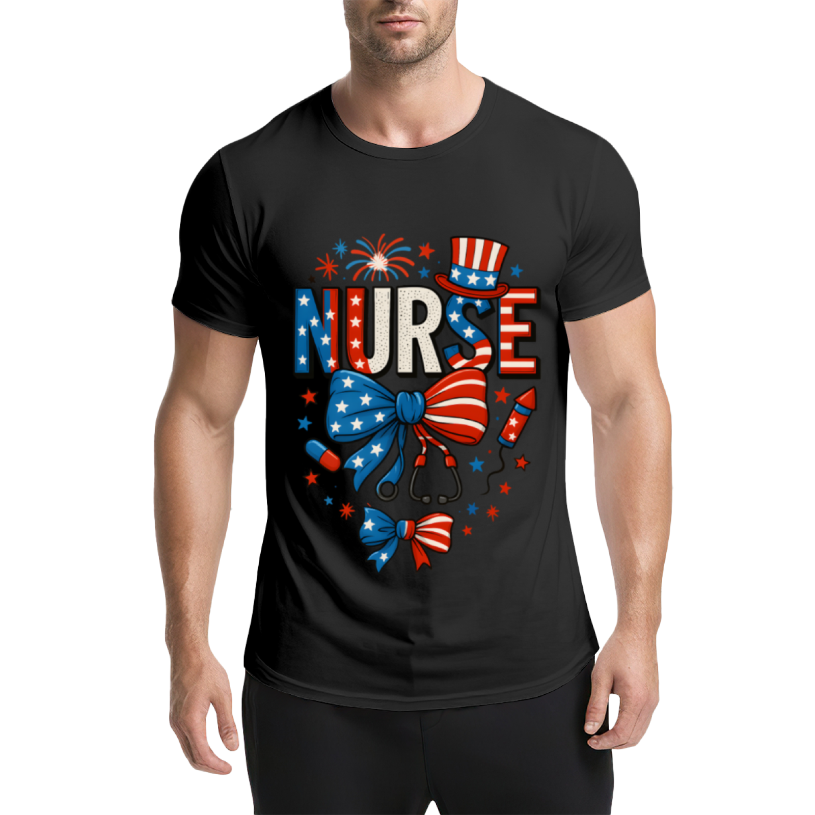 American Independence Day Nurse Light Blue Tee, Patriotic Medical Staff Gift Top