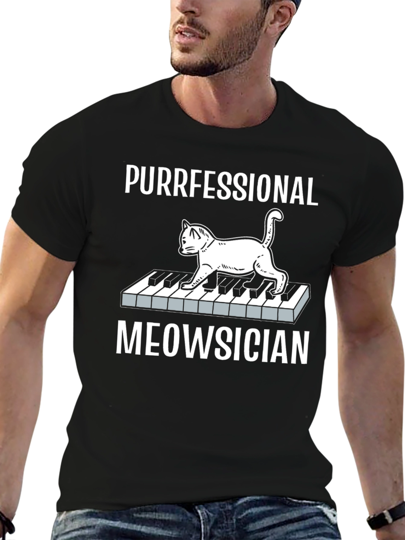 Purrfessional Meowsician Cat Piano T-Shirt