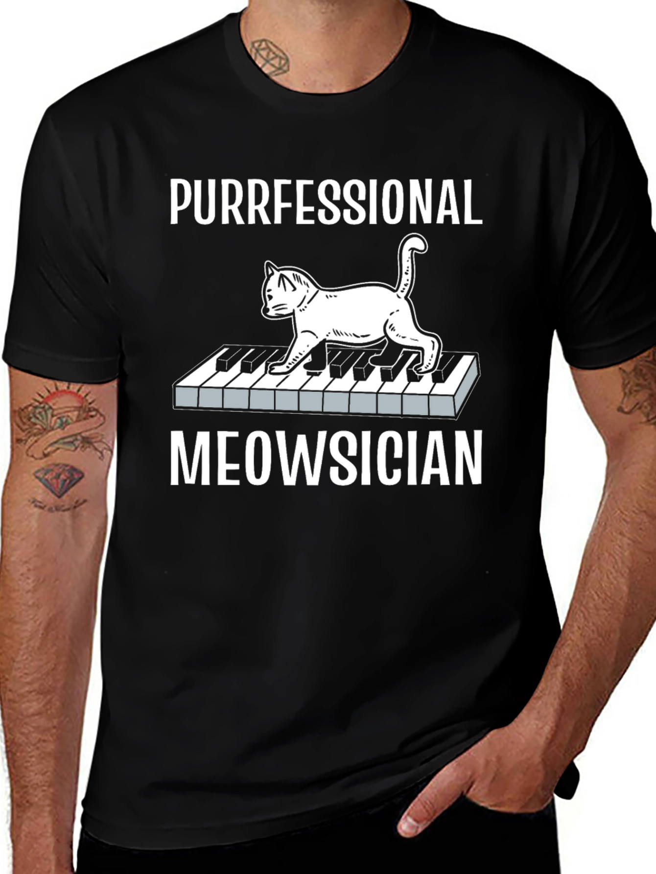 Purrfessional Meowsician Cat Piano T-Shirt