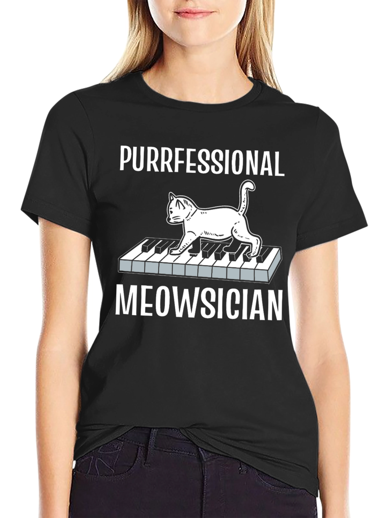 Purrfessional Meowsician Cat Piano T-Shirt