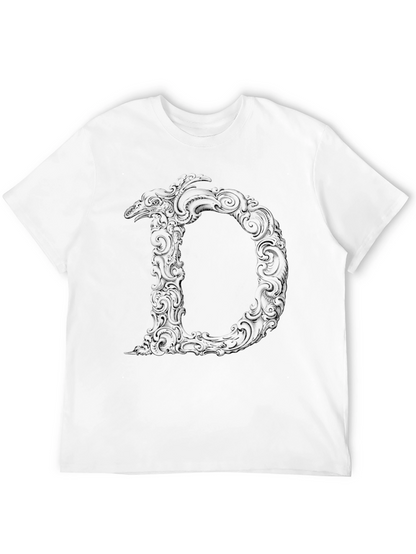 Ornate Initial D Black T-Shirt
