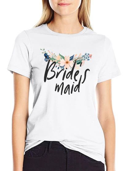 Floral Bridesmaid T-Shirt - Black
