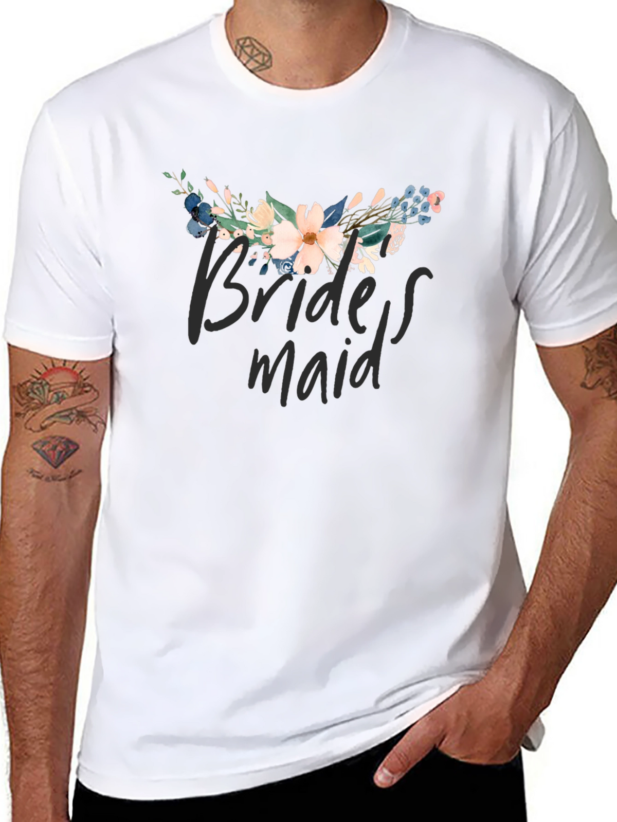 Floral Bridesmaid T-Shirt - Black