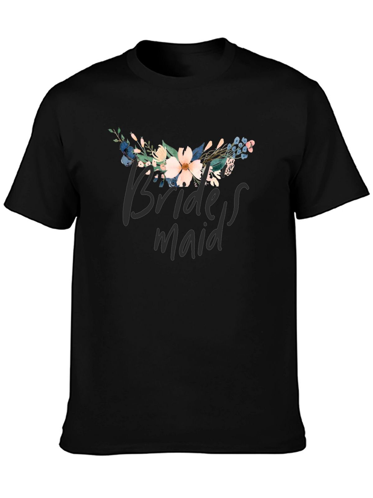 Floral Bridesmaid T-Shirt - Black