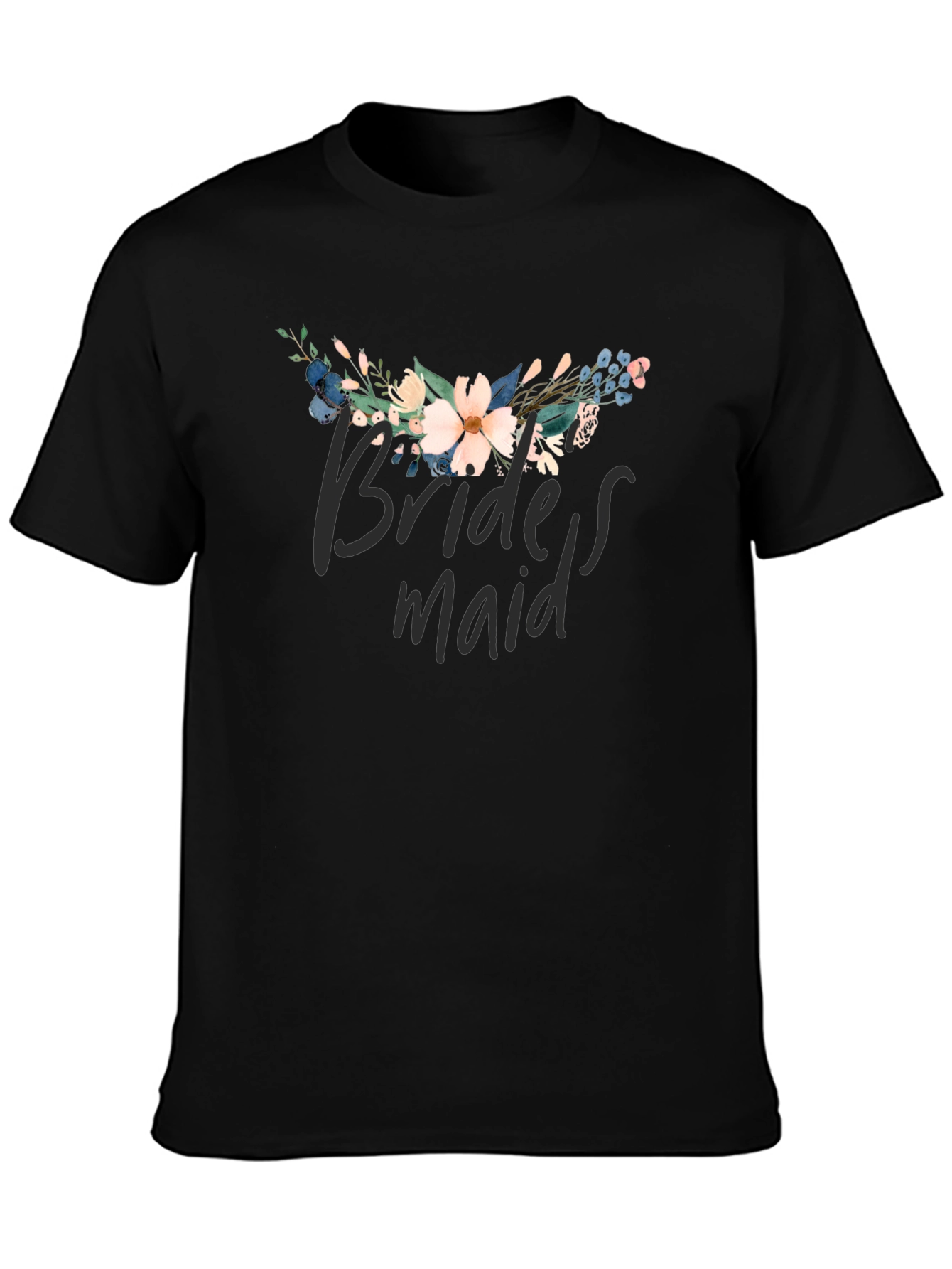Floral Bridesmaid T-Shirt - Black