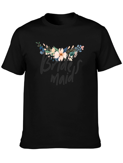 Floral Bridesmaid T-Shirt - Black