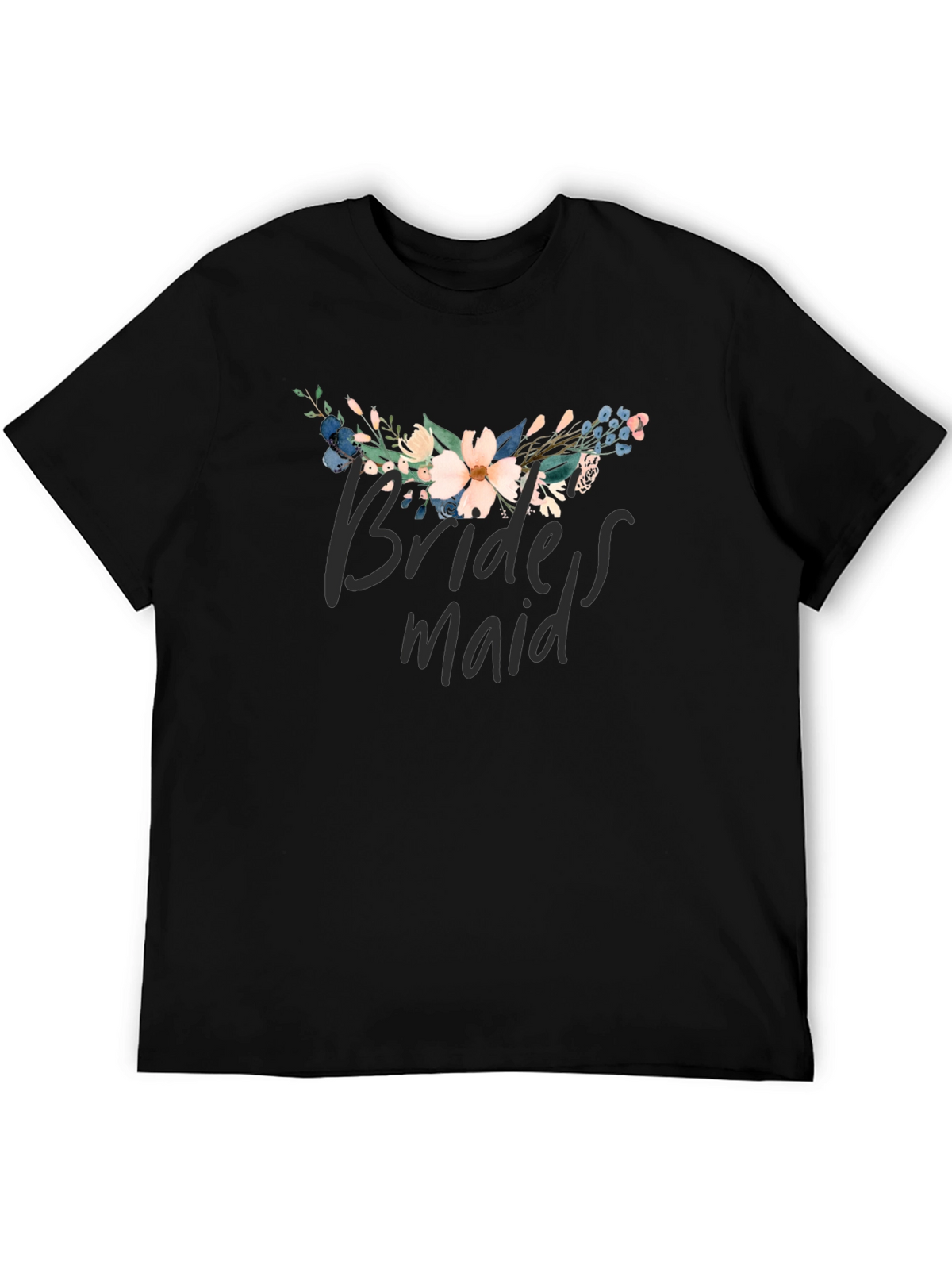 Floral Bridesmaid T-Shirt - Black