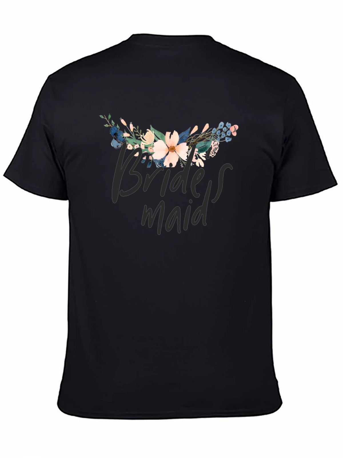 Floral Bridesmaid T-Shirt - Black