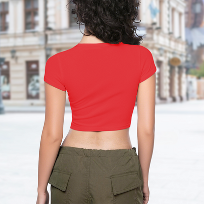 Daft Punk Punk Rock Bold Red Crop Top ¨C Retro Electronic Music Graphic Tee
