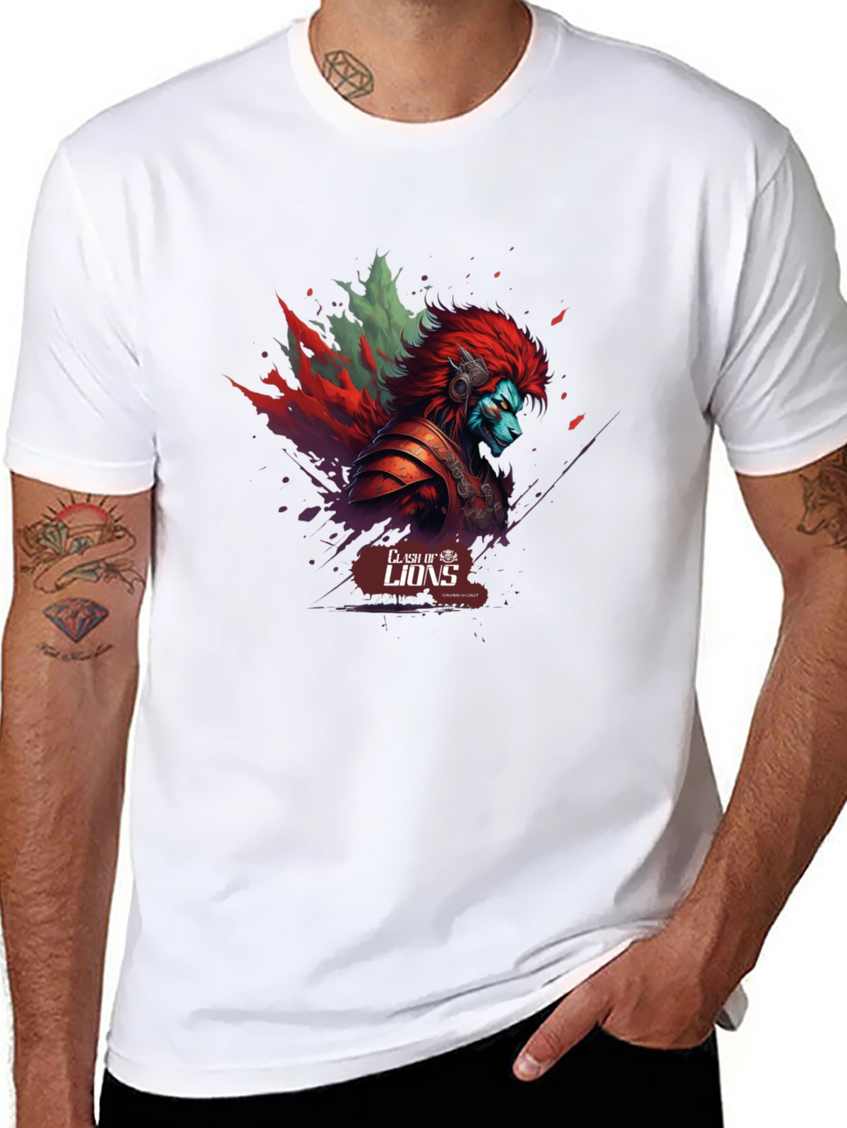Clash of Lions Graphic T-Shirt - Unique Design