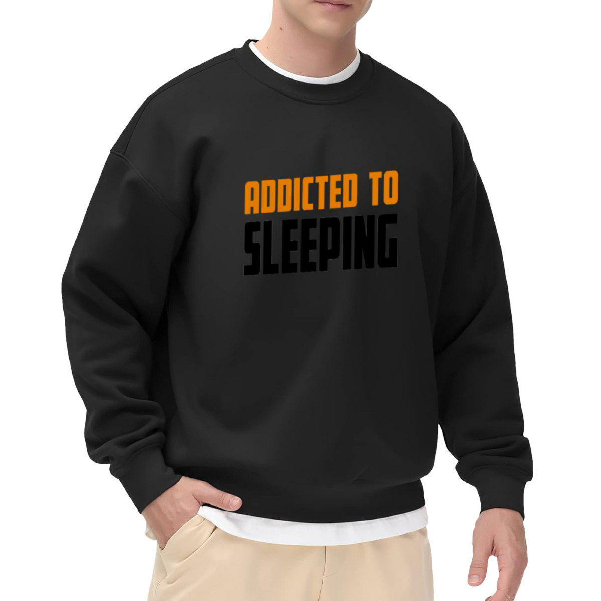 Addicted To Sleeping Funny Sleep Lover Crewneck Sweatshirt | Lazy Day Humor Pullover, Cozy Nap Gift