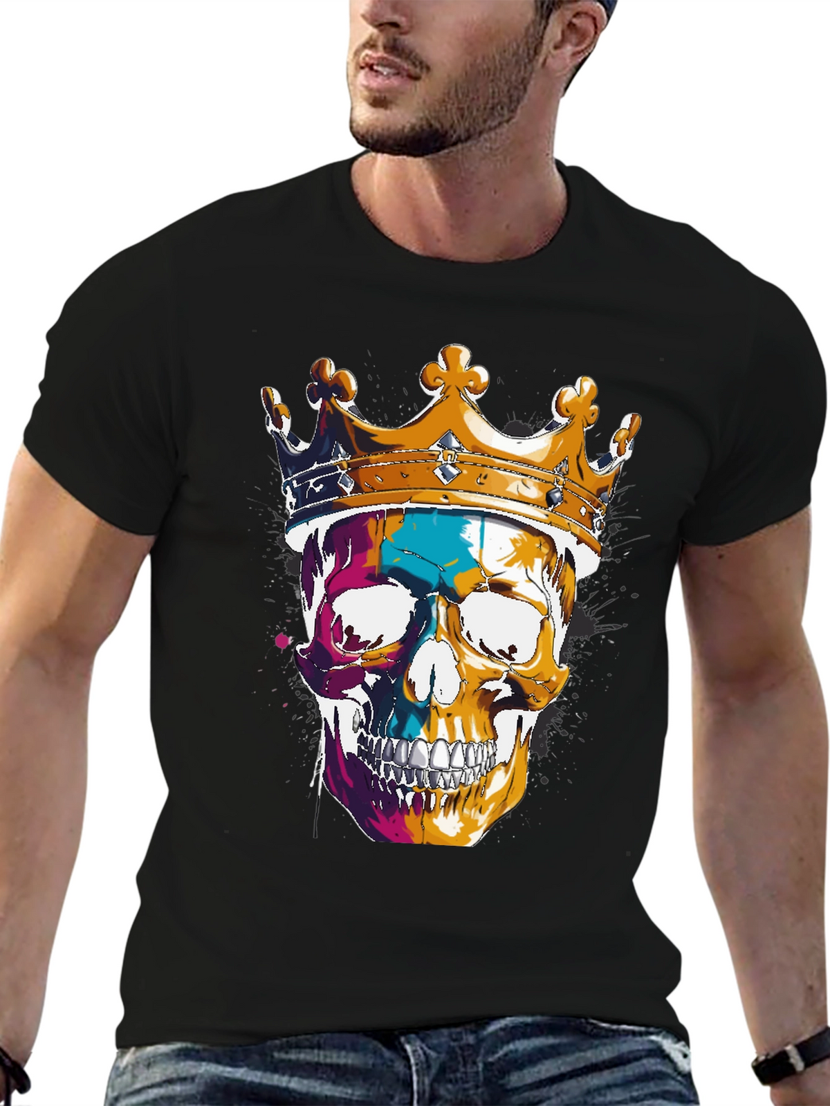 Skull King T-Shirt - Graphic Print Tee