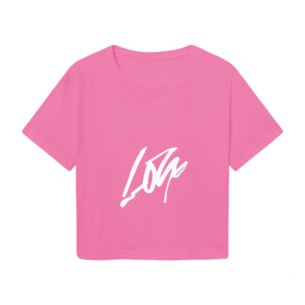 Sleek Lone Signature Vibrant Hot Pink Crop Tee