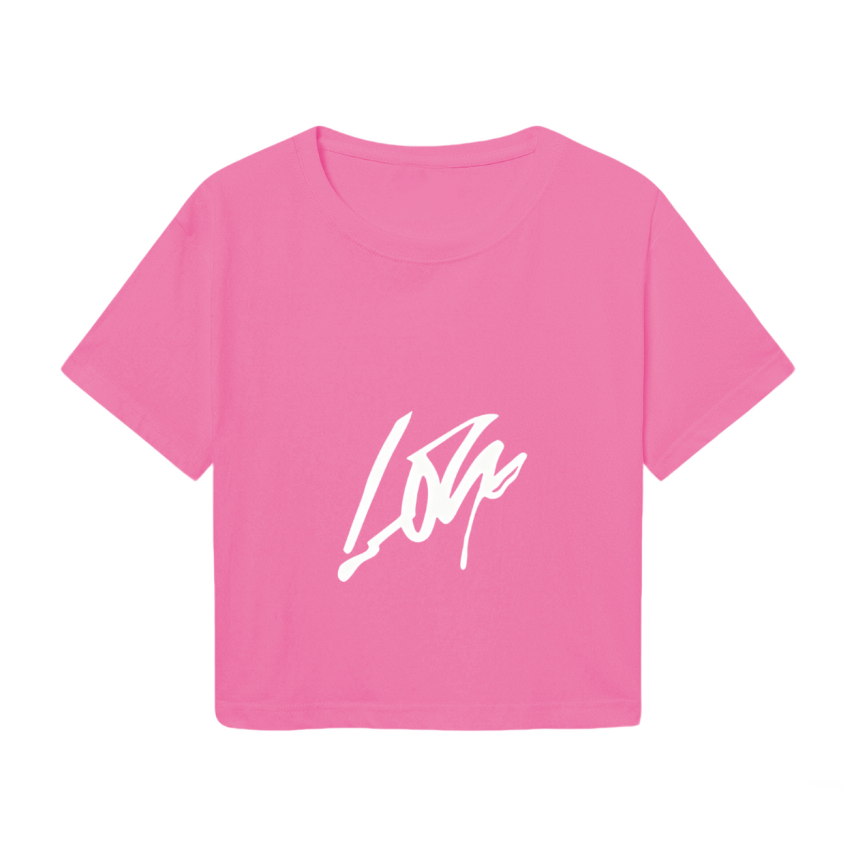 Sleek Lone Signature Vibrant Hot Pink Crop Tee