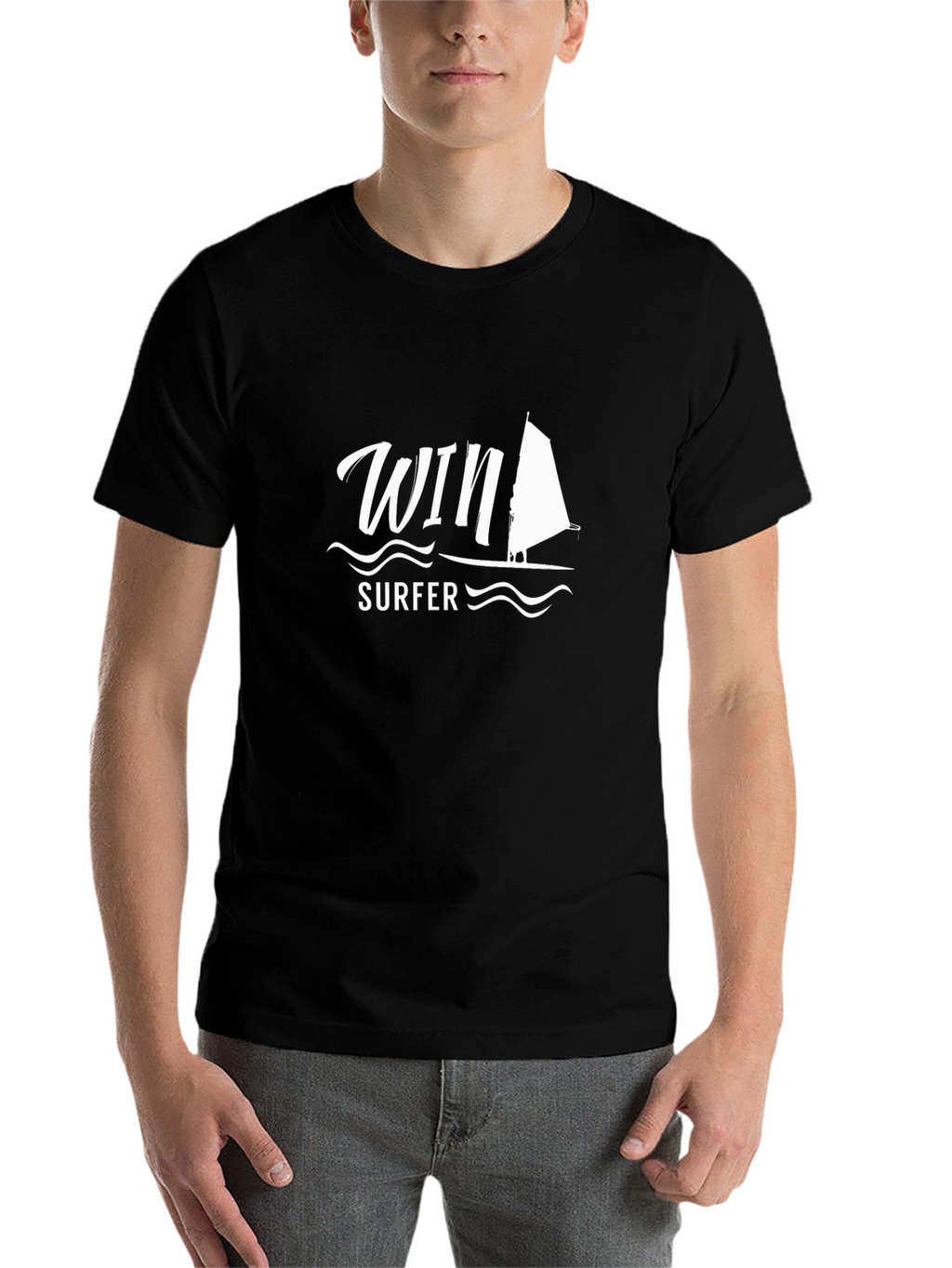Win Surfer Graphic T-Shirt - Black Cotton Tee