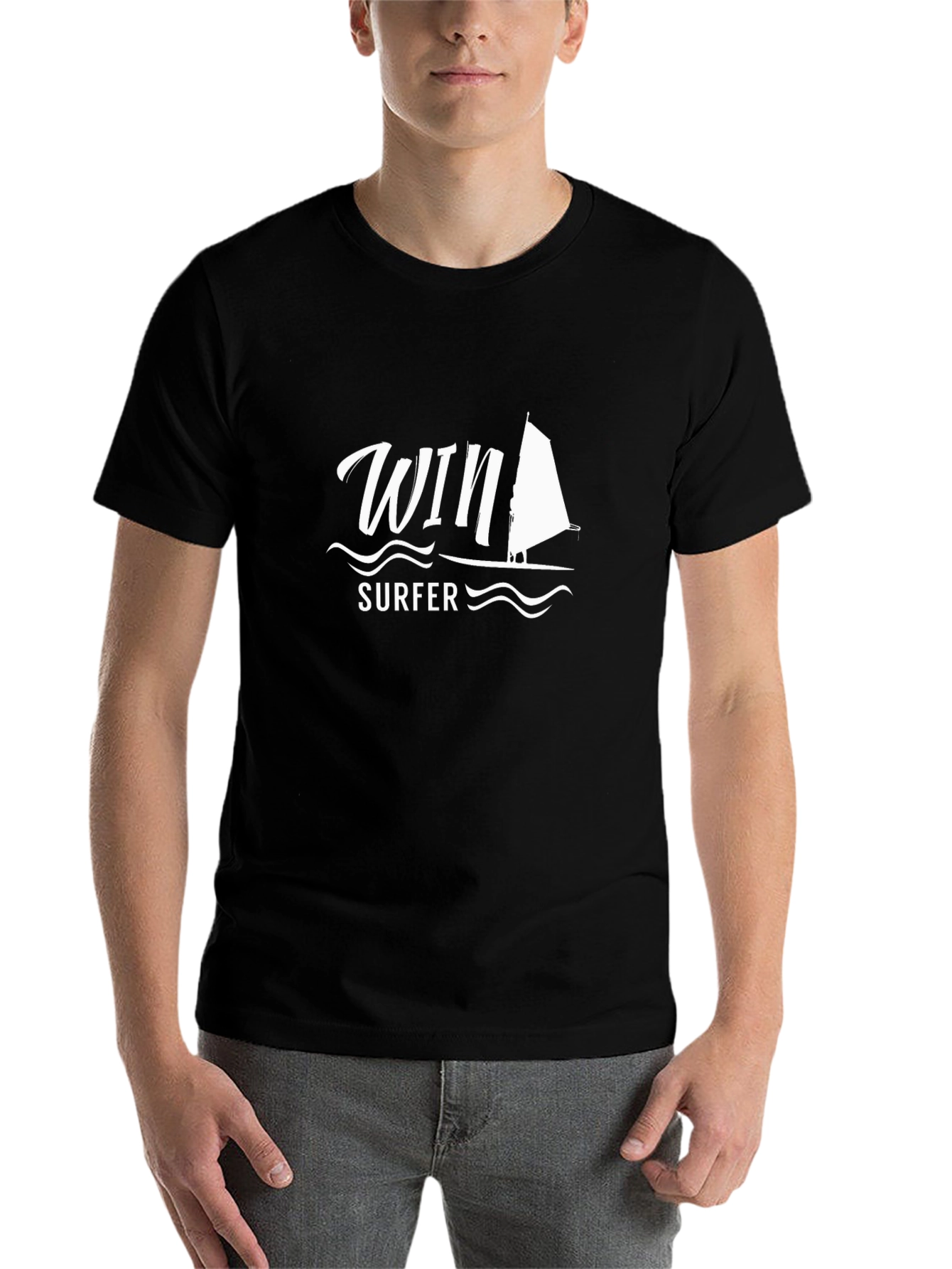 Win Surfer Graphic T-Shirt - Black Cotton Tee