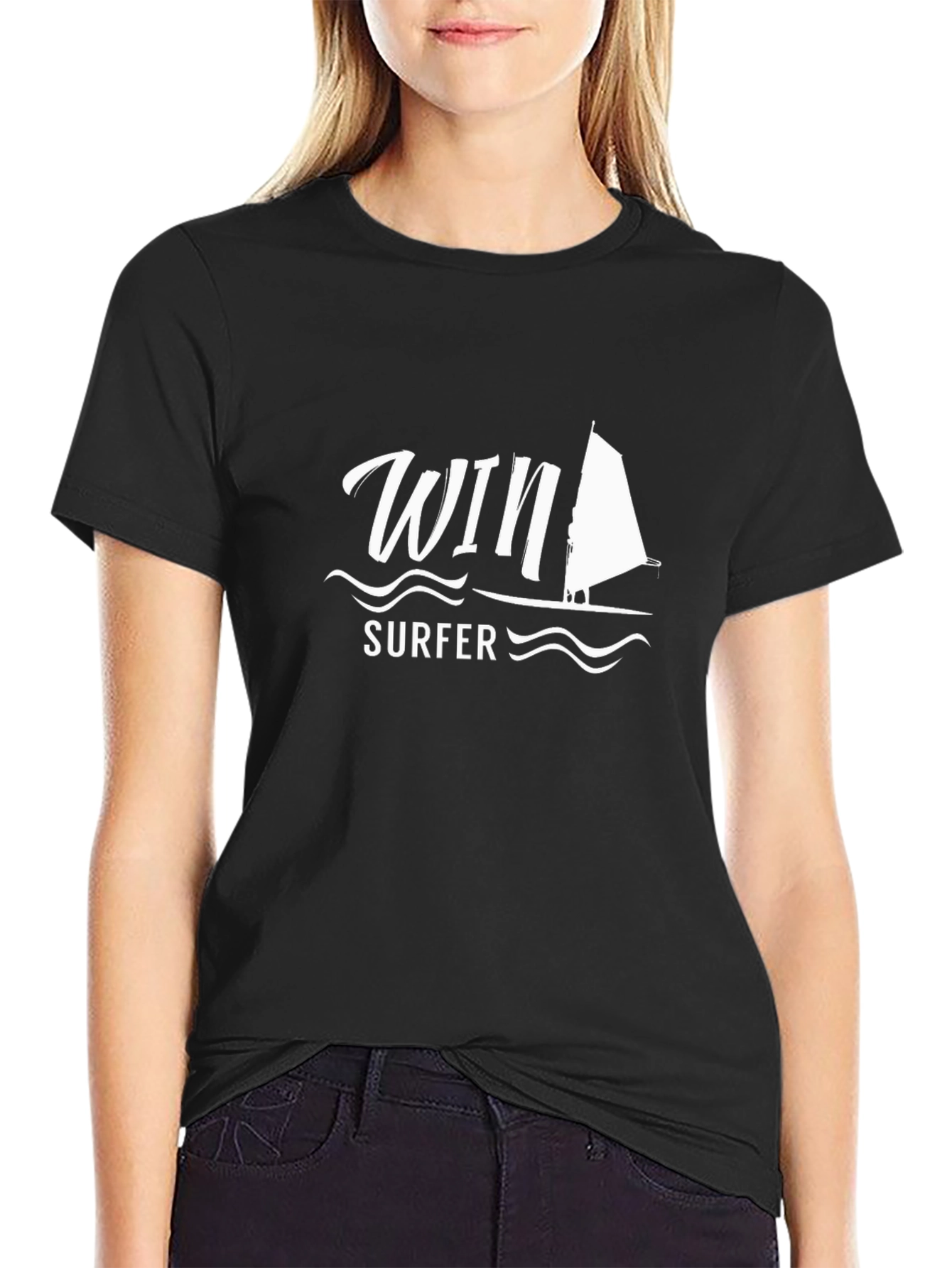 Win Surfer Graphic T-Shirt - Black Cotton Tee