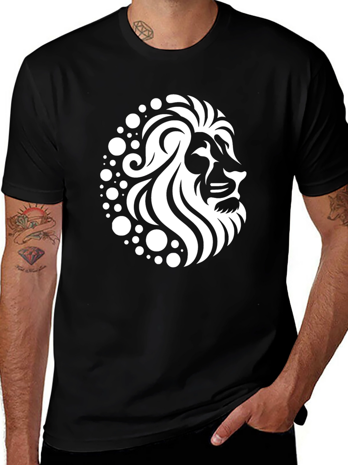 Lion Graphic Black T-Shirt - Stylish Mens Apparel