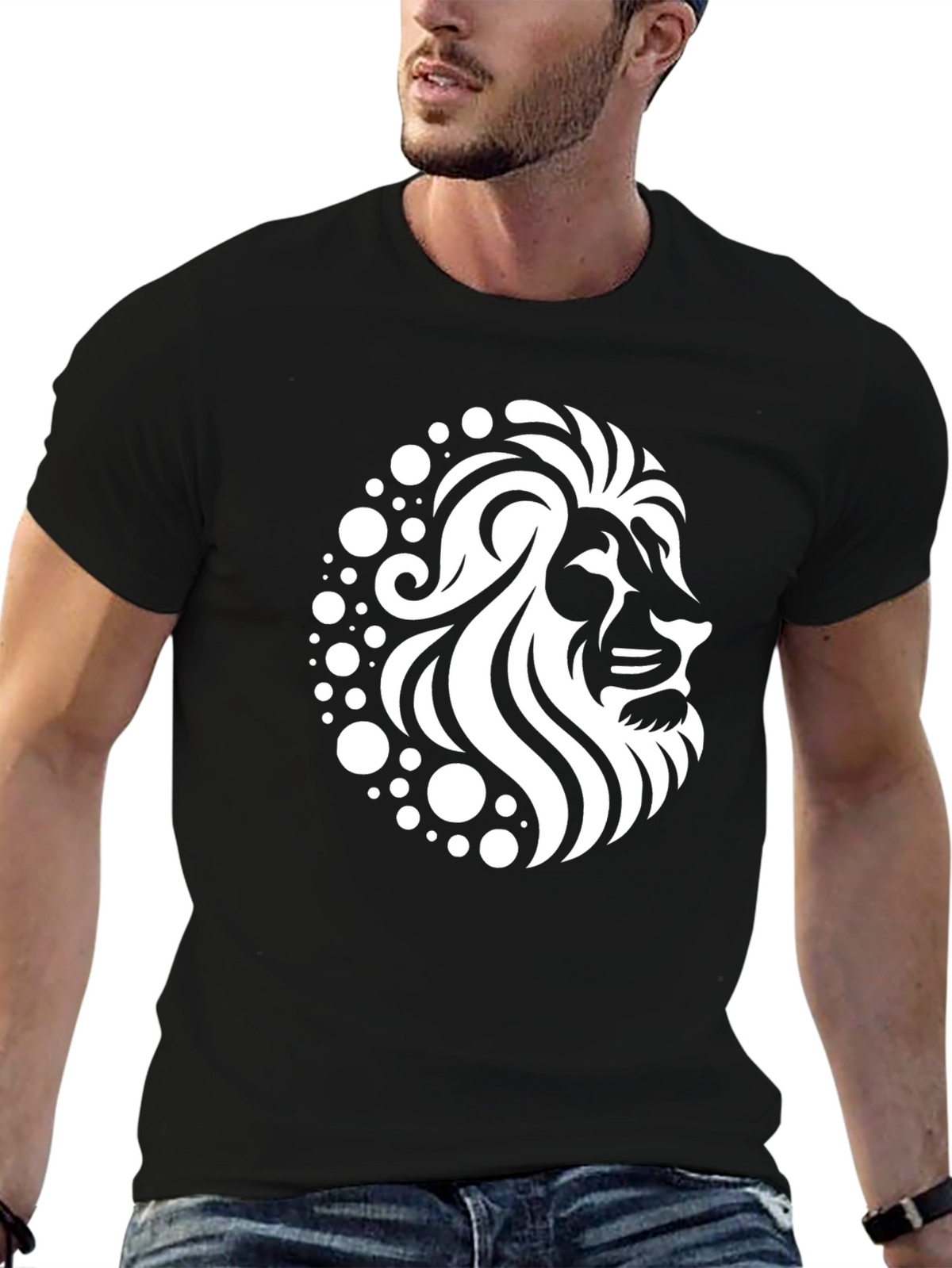 Lion Graphic Black T-Shirt - Stylish Mens Apparel