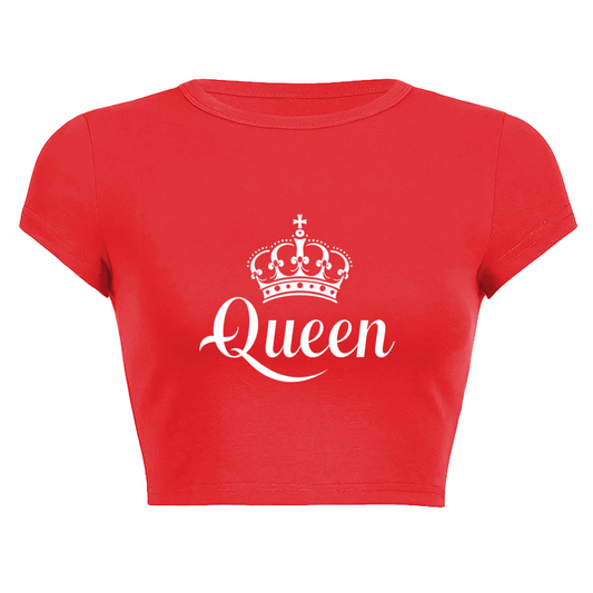 Royal Queen Crown Bold Red Statement Crop Top